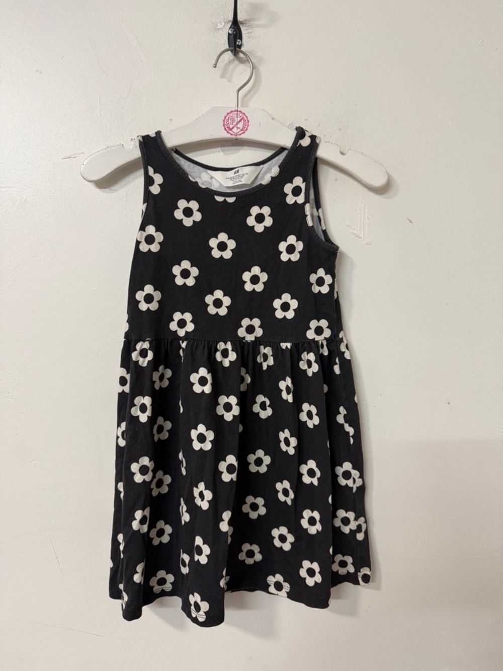 H&M Black Dress with White Daisy Print